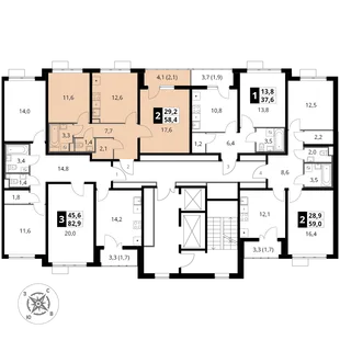 Квартира 2-комн. квартира, 58.4 м² ЖК «Южная Битца» Фото 1 Квартира 2-комн. квартира, 58.4 м² ЖК «Южная Битца» Фото 1