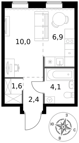 Квартира Студия, 25 м² ЖК «1-й Ясеневский» Фото 1 Квартира Студия, 25 м² ЖК «1-й Ясеневский» Фото 1