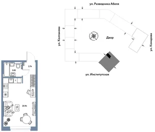 Планировка Студия, 28.51 м² ЖК «Страна.Парковая»