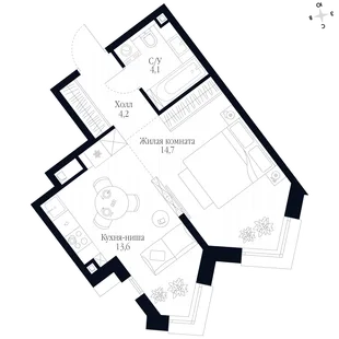 Квартира Студия, 36.6 м² ЖК «Фордевинд» Фото 1 Квартира Студия, 36.6 м² ЖК «Фордевинд» Фото 1