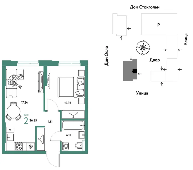 Планировка 2-комн. квартира, 36.85 м² ЖК «Европейский берег 2.0» Планировка 2-комн. квартира, 36.85 м² ЖК «Европейский берег 2.0»