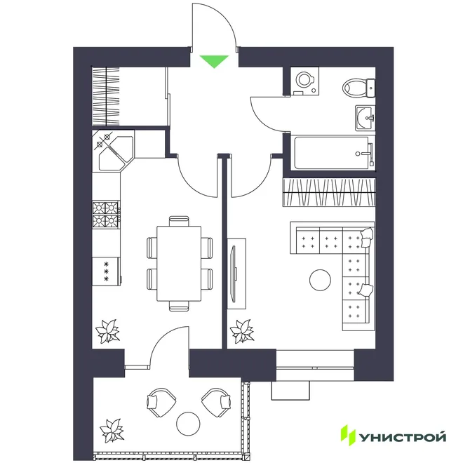 Планировка 1-комн. квартира, 36.13 м² ЖК «Царёво City» Планировка 1-комн. квартира, 36.13 м² ЖК «Царёво City»
