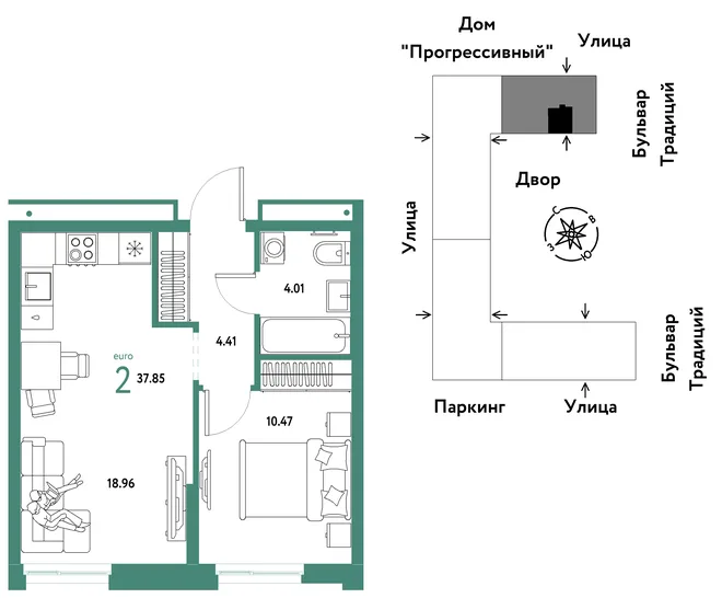 Планировка 2-комн. квартира, 37.85 м² ЖК «Микрорайон Домашний» Планировка 2-комн. квартира, 37.85 м² ЖК «Микрорайон Домашний»