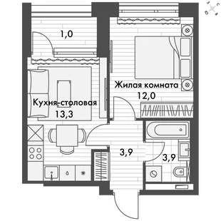 Квартира 1-комн. квартира, 35 м² ЖК «Философия» Фото 1 Квартира 1-комн. квартира, 35 м² ЖК «Философия» Фото 1