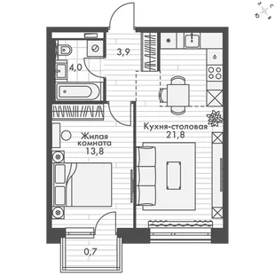 Квартира 2-комн. квартира, 44.2 м² ЖК «Философия» Фото 1 Квартира 2-комн. квартира, 44.2 м² ЖК «Философия» Фото 1