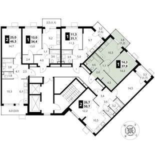 Квартира 1-комн. квартира, 37.8 м² ЖК «1-й Шереметьевский» Фото 1 Квартира 1-комн. квартира, 37.8 м² ЖК «1-й Шереметьевский» Фото 1