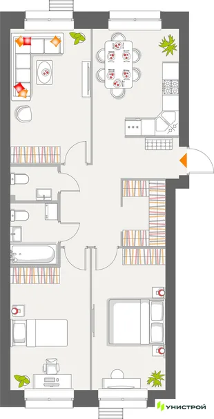 Планировка 3-комн. квартира, 75.6 м² ЖК «Атмосфера»