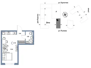 Планировка Студия, 27.66 м² ЖК «Остров-сад»