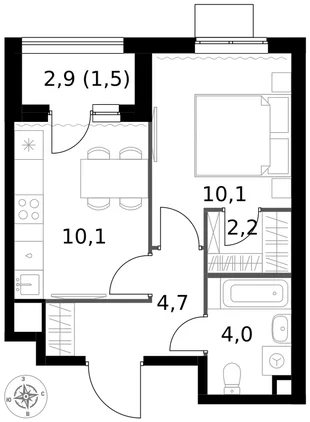 Квартира 1-комн. квартира, 32.6 м² ЖК «1-й Измайловский» Фото 1 Квартира 1-комн. квартира, 32.6 м² ЖК «1-й Измайловский» Фото 1