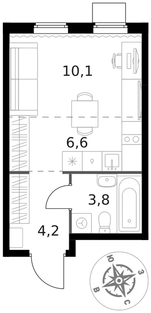 Квартира Студия, 24.7 м² ЖК «1-й Химкинский» Фото 1