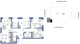 Планировка 4-комн. квартира, 83.53 м² ЖК «Страна.Парковая»