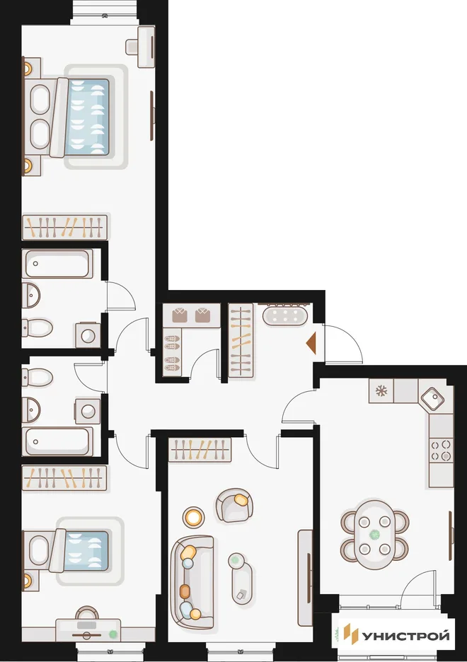 Планировка 3-комн. квартира, 93.22 м² ЖК «Жилой кластер Q на Кулагина» Планировка 3-комн. квартира, 93.22 м² ЖК «Жилой кластер Q на Кулагина»