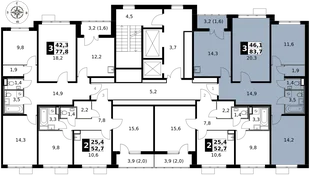 Квартира 3-комн. квартира, 83.7 м² ЖК «1-й Саларьевский» Фото 2 Квартира 3-комн. квартира, 83.7 м² ЖК «1-й Саларьевский» Фото 2