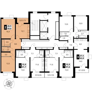 Квартира 2-комн. квартира, 59 м² ЖК «1-й Южный» Фото 2 Квартира 2-комн. квартира, 59 м² ЖК «1-й Южный» Фото 2