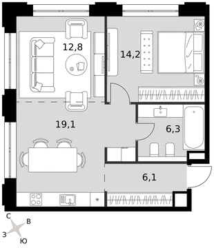 Квартира 2-комн. квартира, 58.5 м² ЖК «Sydney Prime» Фото 1 Квартира 2-комн. квартира, 58.5 м² ЖК «Sydney Prime» Фото 1