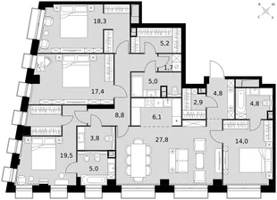 Квартира 5-комн. квартира, 145.1 м² ЖК «Sydney City» Фото 1 Квартира 5-комн. квартира, 145.1 м² ЖК «Sydney City» Фото 1