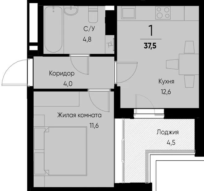Планировка 1-комн. квартира, 37.6 м² ЖК «Васильевский остров» Планировка 1-комн. квартира, 37.6 м² ЖК «Васильевский остров»