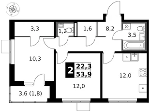 Квартира 2-комн. квартира, 54.8 м² ЖК «1-й Ясеневский» Фото 1 Квартира 2-комн. квартира, 54.8 м² ЖК «1-й Ясеневский» Фото 1