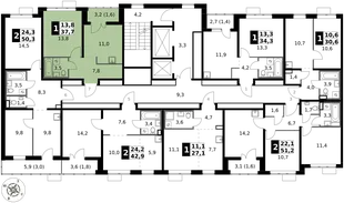 Квартира 1-комн. квартира, 37.7 м² ЖК «1-й Саларьевский» Фото 2 Квартира 1-комн. квартира, 37.7 м² ЖК «1-й Саларьевский» Фото 2