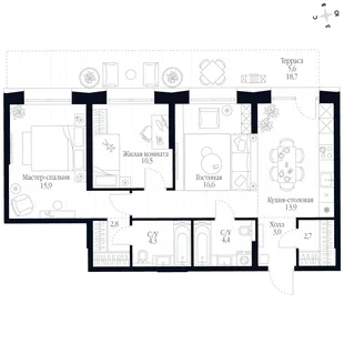 Квартира 9-комн. квартира, 79.7 м² ЖК «Фордевинд» Фото 1 Квартира 9-комн. квартира, 79.7 м² ЖК «Фордевинд» Фото 1