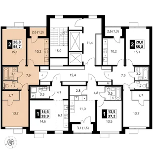 Квартира 2-комн. квартира, 55.7 м² ЖК «1-й Южный» Фото 2 Квартира 2-комн. квартира, 55.7 м² ЖК «1-й Южный» Фото 2