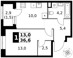 Квартира 1-комн. квартира, 36.6 м² ЖК «1-й Измайловский» Фото 1 Квартира 1-комн. квартира, 36.6 м² ЖК «1-й Измайловский» Фото 1