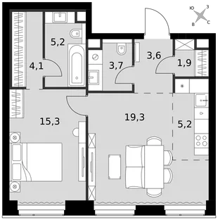 Квартира 2-комн. квартира, 58.3 м² ЖК «Amber Сity» Фото 1 Квартира 2-комн. квартира, 58.3 м² ЖК «Amber Сity» Фото 1
