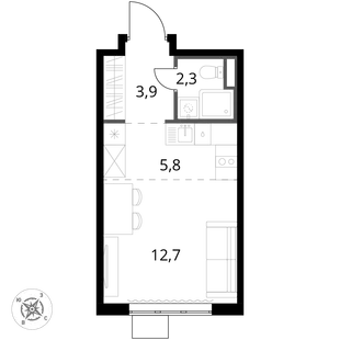 Квартира Студия, 24.7 м² ЖК «1-й Донской» Фото 1