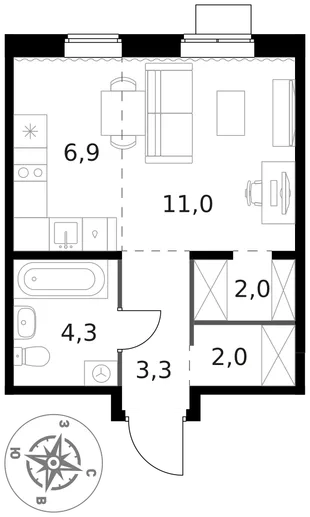 Квартира Студия, 29.5 м² ЖК «1-й Ясеневский» Фото 1