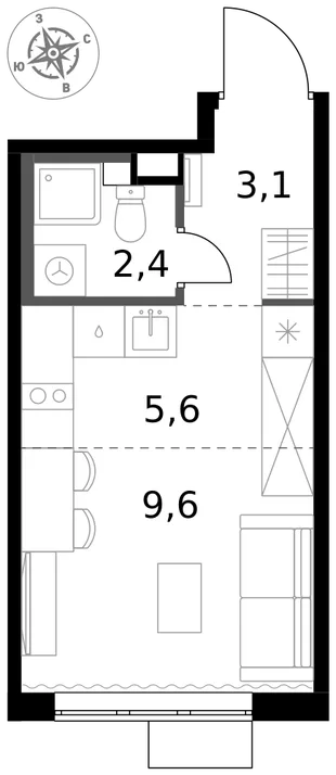 Квартира Студия, 20.7 м² ЖК «1-й Химкинский» Фото 1