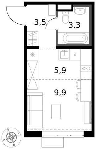 Квартира Студия, 22.6 м² ЖК «1-й Химкинский» Фото 1 Квартира Студия, 22.6 м² ЖК «1-й Химкинский» Фото 1