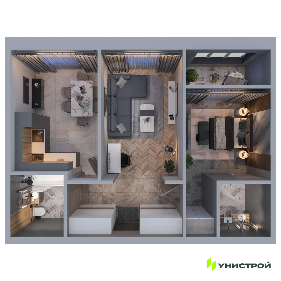 Планировка 2-комн. квартира, 58.7 м² ЖК «ART City»
