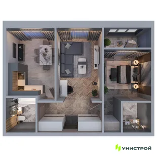 Планировка 2-комн. квартира, 58.7 м² ЖК «ART City»