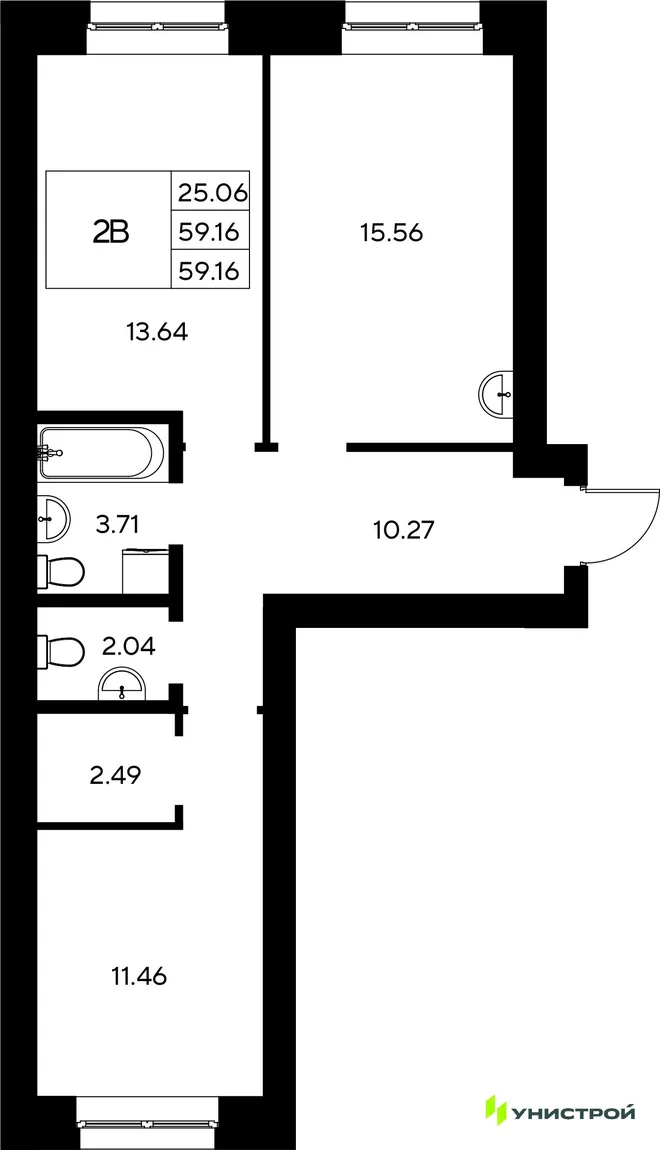 Планировка 2-комн. квартира, 59.17 м² ЖК «Царёво City» Планировка 2-комн. квартира, 59.17 м² ЖК «Царёво City»