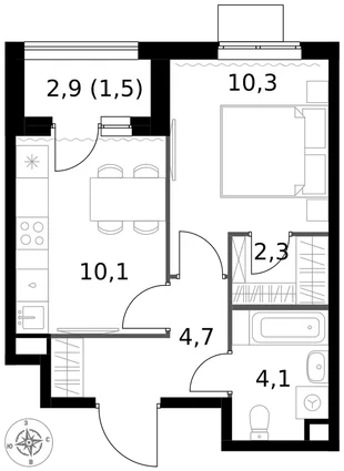 Квартира 1-комн. квартира, 33 м² ЖК «1-й Измайловский» Фото 1 Квартира 1-комн. квартира, 33 м² ЖК «1-й Измайловский» Фото 1