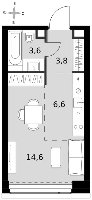 Квартира Студия, 28.6 м² ЖК «Amber Сity» Фото 1 Квартира Студия, 28.6 м² ЖК «Amber Сity» Фото 1