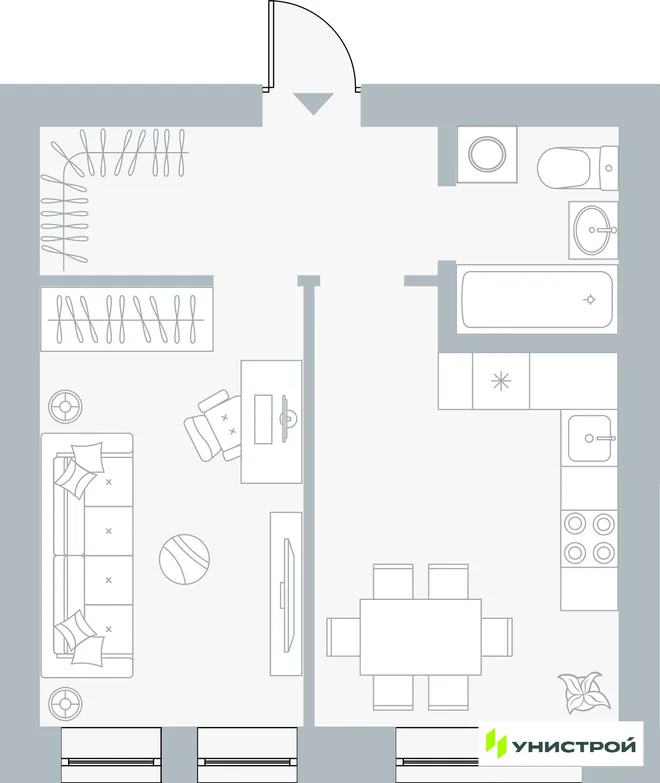 Планировка 1-комн. квартира, 37.12 м² ЖК «Причал» Планировка 1-комн. квартира, 37.12 м² ЖК «Причал»