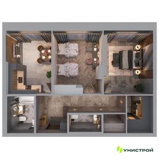 Планировка 2-комн. квартира, 61.61 м² ЖК «Statum»