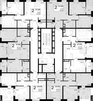 Квартира 2-комн. квартира, 59.8 м² ЖК «Патрики» Фото 1