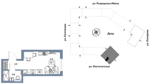 Планировка Студия, 21.12 м² ЖК «Страна.Парковая»