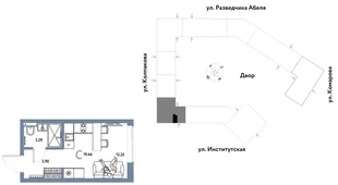 Планировка Студия, 19.44 м² ЖК «Страна.Парковая»