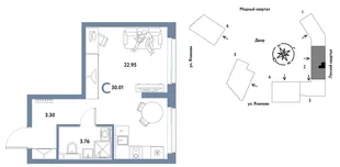 Планировка Студия, 30.01 м² ЖК «Сибирский сад»