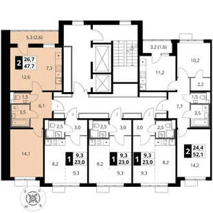 Квартира 2-комн. квартира, 47.7 м² ЖК «1-й Шереметьевский» Фото 2 Квартира 2-комн. квартира, 47.7 м² ЖК «1-й Шереметьевский» Фото 2