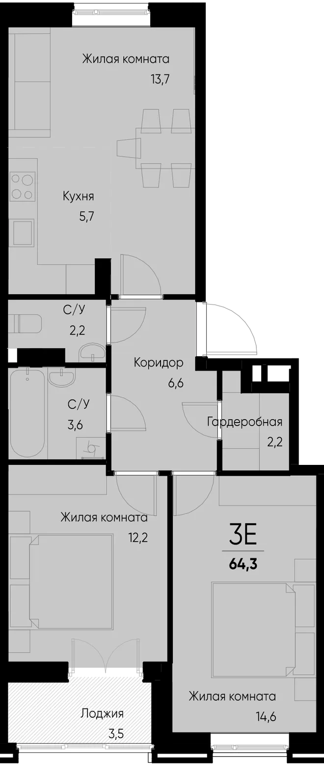 Планировка 3-комн. квартира, 67.6 м² ЖК «Васильевский остров» Планировка 3-комн. квартира, 67.6 м² ЖК «Васильевский остров»