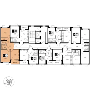 Квартира 2-комн. квартира, 60.8 м² ЖК «1-й Южный» Фото 2 Квартира 2-комн. квартира, 60.8 м² ЖК «1-й Южный» Фото 2