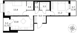 Квартира 2-комн. квартира, 59 м² ЖК «1-й Ясеневский» Фото 1 Квартира 2-комн. квартира, 59 м² ЖК «1-й Ясеневский» Фото 1