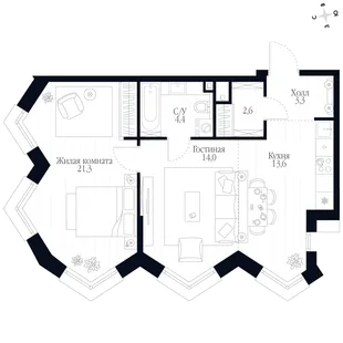 Квартира 2-комн. квартира, 59.2 м² ЖК «Фордевинд» Фото 1 Квартира 2-комн. квартира, 59.2 м² ЖК «Фордевинд» Фото 1