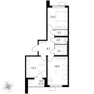Квартира 2-комн. квартира, 59.5 м² ЖК «1-й Южный» Фото 1 Квартира 2-комн. квартира, 59.5 м² ЖК «1-й Южный» Фото 1