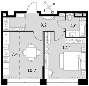 Квартира 1-комн. квартира, 48.5 м² ЖК «Sydney City» Фото 1 Квартира 1-комн. квартира, 48.5 м² ЖК «Sydney City» Фото 1