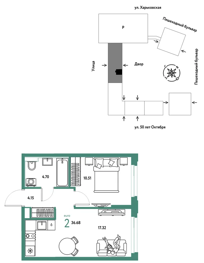 Планировка 2-комн. квартира, 36.68 м² ЖК «Сердце Сибири» Планировка 2-комн. квартира, 36.68 м² ЖК «Сердце Сибири»